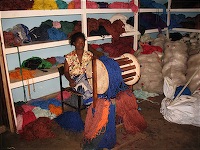 blind woman in storage area